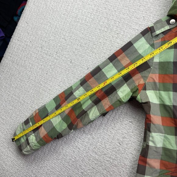 Y2K Burton Jacket Womens S Green / Orange Plaid Hooded Snowboarding / Ski - Picture 9 of 14